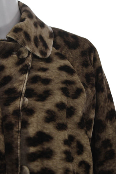 Designer Womens Basic Jacket Animal Print Multicolor Button Longsleeve Size M