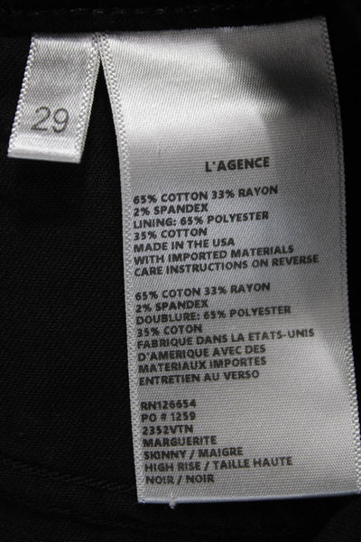 L Agence Women Skinny Black Cotton Pants Size 29