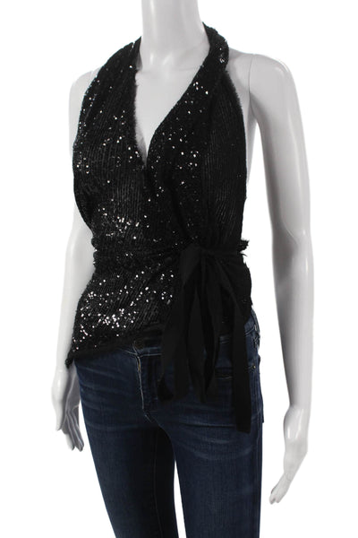 Zara Womens Halter Tank Top Black Polyester Sleeveless Solid Size XS