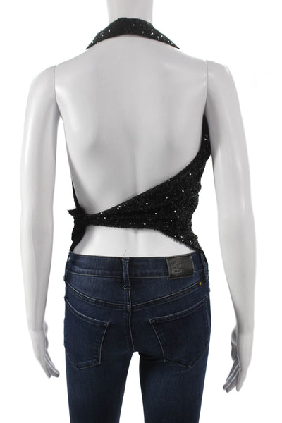 Zara Womens Halter Tank Top Black Polyester Sleeveless Solid Size XS