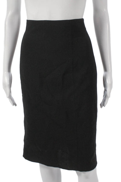 Akris Women Straight Pencil Wool Midi Skirt Black Zip Size 10