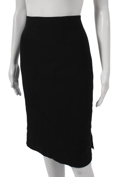 Akris Women Straight Pencil Wool Midi Skirt Black Zip Size 10
