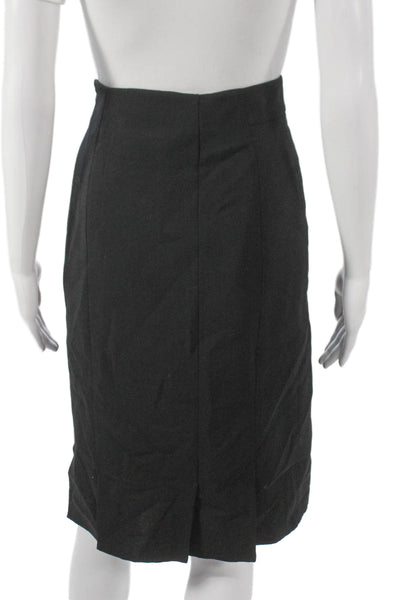 Akris Women Straight Pencil Wool Midi Skirt Black Zip Size 10