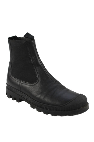 Loewe Womens Rubber Elastic Slip-On Ankle Rain Boots Black Size EUR 39