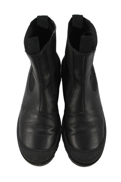 Loewe Womens Rubber Elastic Slip-On Ankle Rain Boots Black Size EUR 39