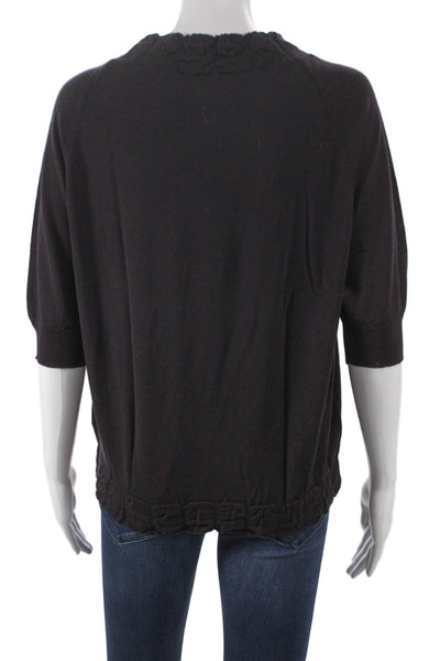 CIVIDINI Womens Wool Pullover Sweater Round Neck 3/4 Sleeve Black Size 44