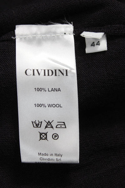 CIVIDINI Womens Wool Pullover Sweater Round Neck 3/4 Sleeve Black Size 44