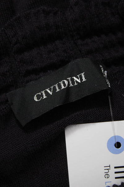 CIVIDINI Womens Wool Pullover Sweater Round Neck 3/4 Sleeve Black Size 44