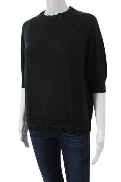 CIVIDINI Womens Wool Pullover Green Round Neck 3/4 Sleeve Size 44
