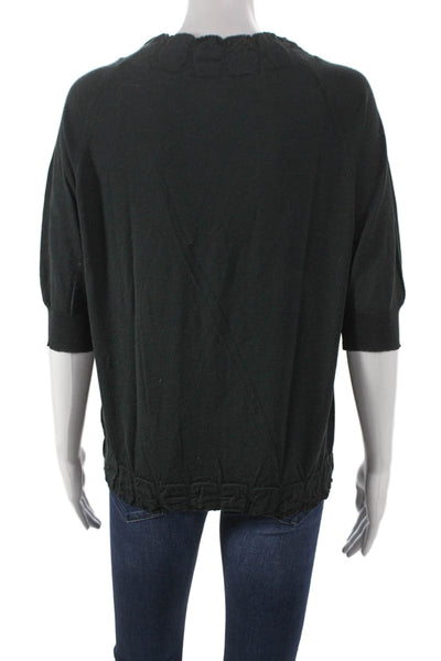 CIVIDINI Womens Wool Pullover Green Round Neck 3/4 Sleeve Size 44