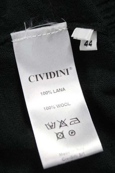 CIVIDINI Womens Wool Pullover Green Round Neck 3/4 Sleeve Size 44