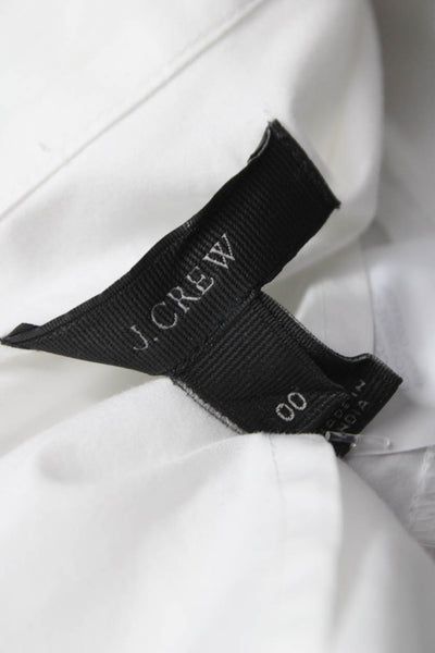 J Crew Womens Cotton Collared Button-Up Blouse White Long Sleeve Size 00