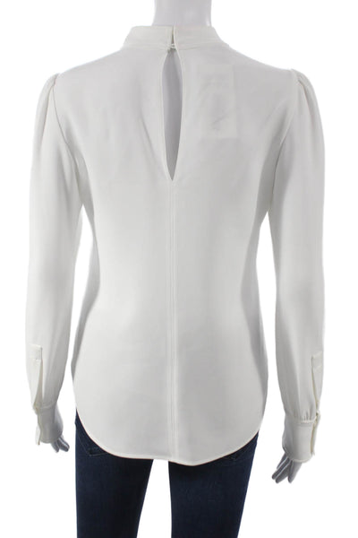 ALC Women Basic White Triacetate High Neck Long Sleeve Blouse Size 0