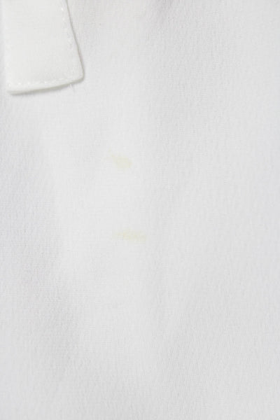 ALC Women Basic White Triacetate High Neck Long Sleeve Blouse Size 0