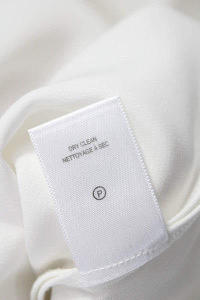 ALC Women Basic White Triacetate High Neck Long Sleeve Blouse Size 0