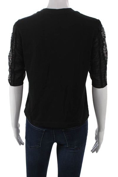 3.1 Phillip Lim Womens Cotton Crew Neck 3/4 Sleeve Basic T-Shirt Black Size XS