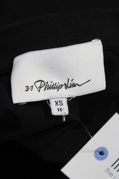 3.1 Phillip Lim Womens Cotton Crew Neck 3/4 Sleeve Basic T-Shirt Black Size XS