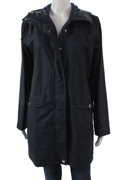 Helly Hansen Womens Blue Polyurethane Rain Coat Snap Closure Size XS