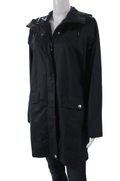 Helly Hansen Womens Blue Polyurethane Rain Coat Snap Closure Size XS