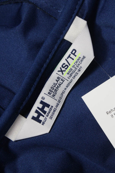 Helly Hansen Womens Blue Polyurethane Rain Coat Snap Closure Size XS