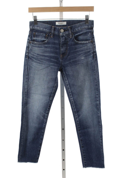 Moussy Women Blue Ankle Jeans Mid Rise Cotton Button Fly 25 Inseam Size 25