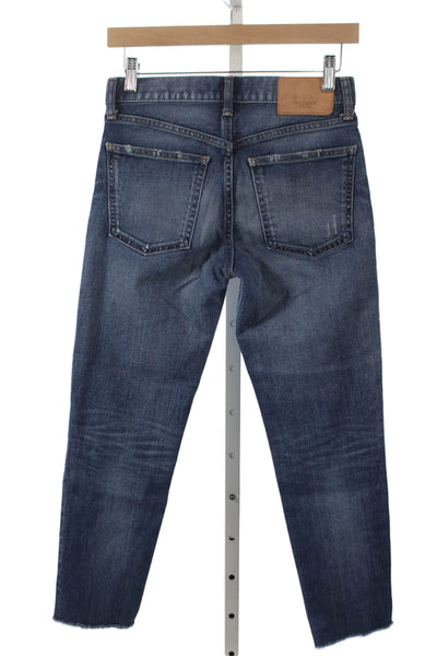 Moussy Women Blue Ankle Jeans Mid Rise Cotton Button Fly 25 Inseam Size 25