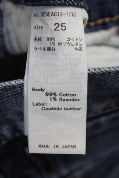 Moussy Women Blue Ankle Jeans Mid Rise Cotton Button Fly 25 Inseam Size 25