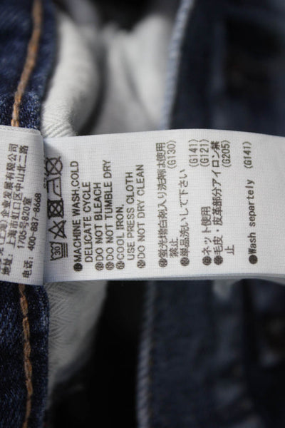 Moussy Women Blue Ankle Jeans Mid Rise Cotton Button Fly 25 Inseam Size 25