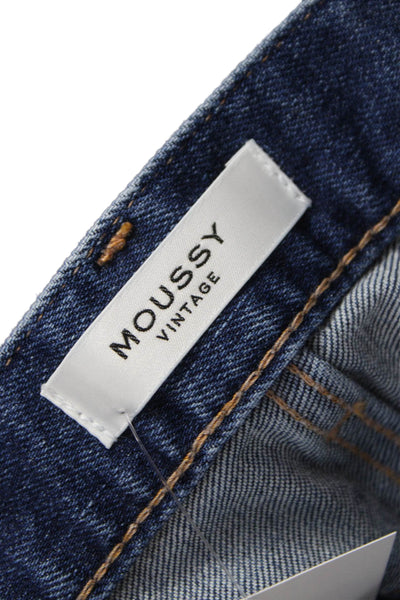 Moussy Women Blue Ankle Jeans Mid Rise Cotton Button Fly 25 Inseam Size 25