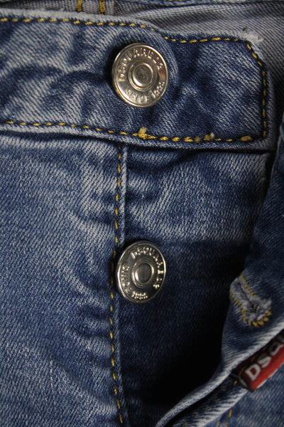 Dsquared2 Girls Button Fly Skinny Cropped Jeans Blue Denim Size 16