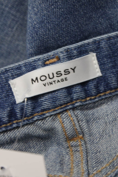 Moussy Women Blue Tapered Jeans Cotton Blend Button Fly Mid Rise Size 24