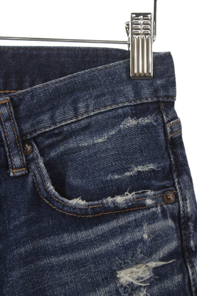 Moussy Womens Cropped Jeans Blue Mid Rise Cotton Blend Button Size 24