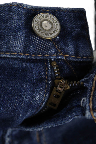 Moussy Womens Cropped Jeans Blue Mid Rise Cotton Blend Button Size 24