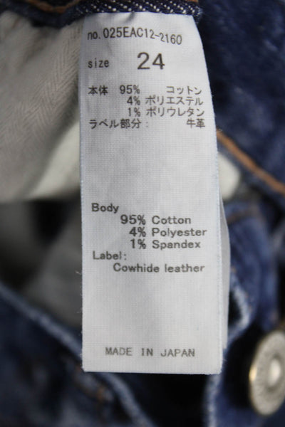 Moussy Womens Cropped Jeans Blue Mid Rise Cotton Blend Button Size 24