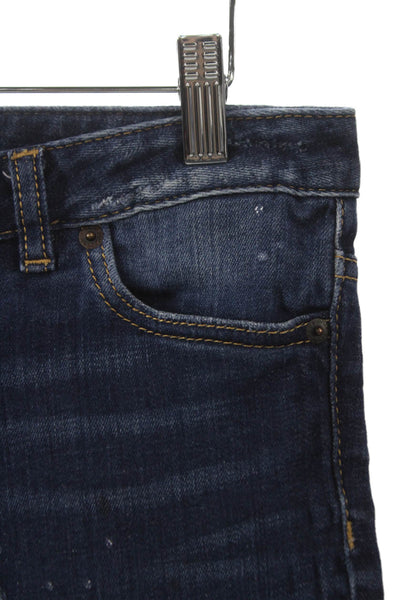 Dsquared2 Girls Button Fly Distressed Dark Wash Cropped Jeans Blue Size 16