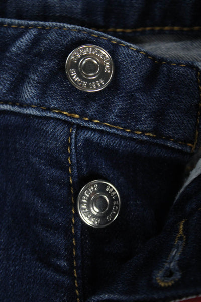 Dsquared2 Girls Button Fly Distressed Dark Wash Cropped Jeans Blue Size 16