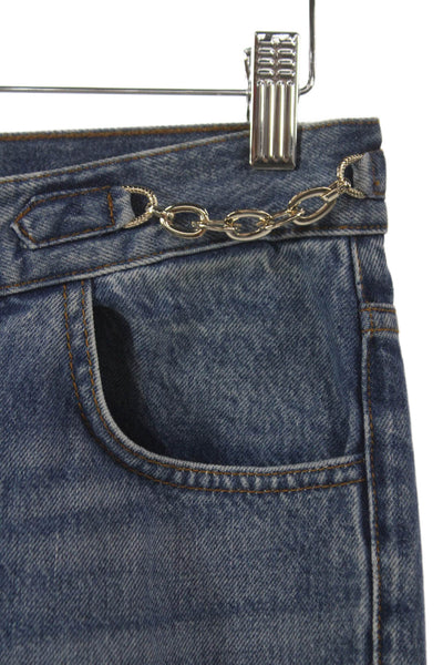 Moussy Womens Ankle Jeans Blue Cotton Mid Rise Button Size 24
