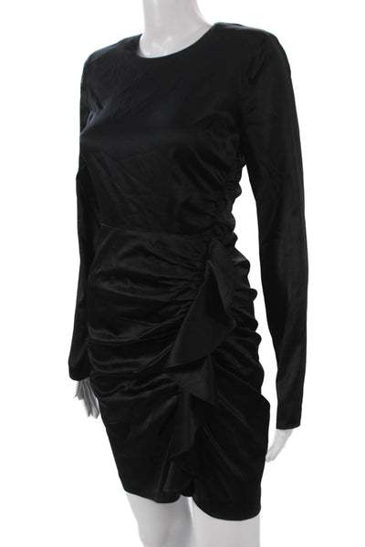 Veronica Beard Womens Bodycon Dress Black Long Sleeve Round Neck Silk Size 0