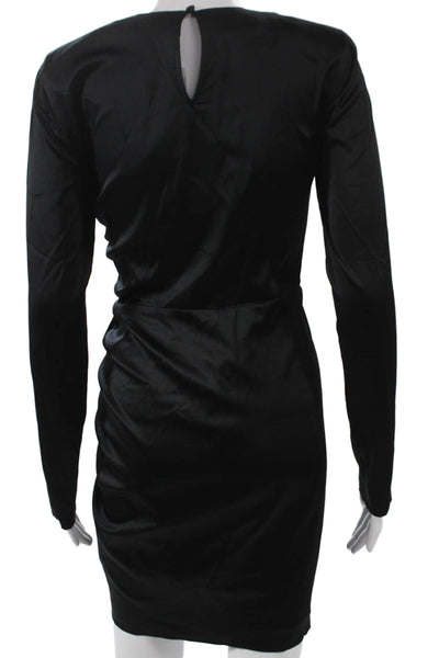 Veronica Beard Womens Bodycon Dress Black Long Sleeve Round Neck Silk Size 0