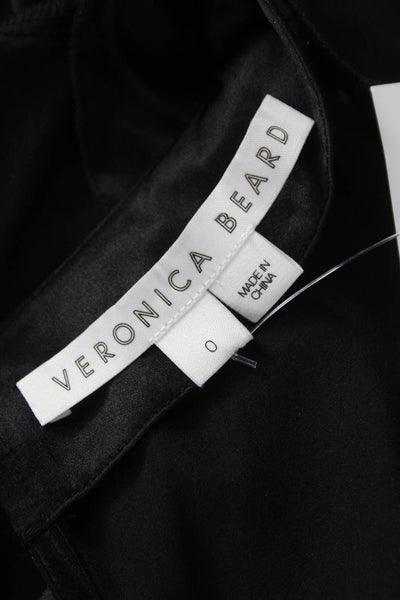 Veronica Beard Womens Bodycon Dress Black Long Sleeve Round Neck Silk Size 0