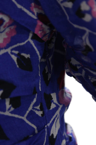 Isabel Marant Etoile Womens Blue Floral Cotton V-Neck Bodycon Dress Size 34