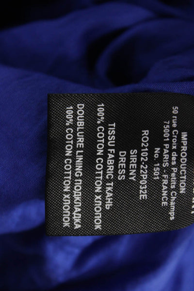Isabel Marant Etoile Womens Blue Floral Cotton V-Neck Bodycon Dress Size 34