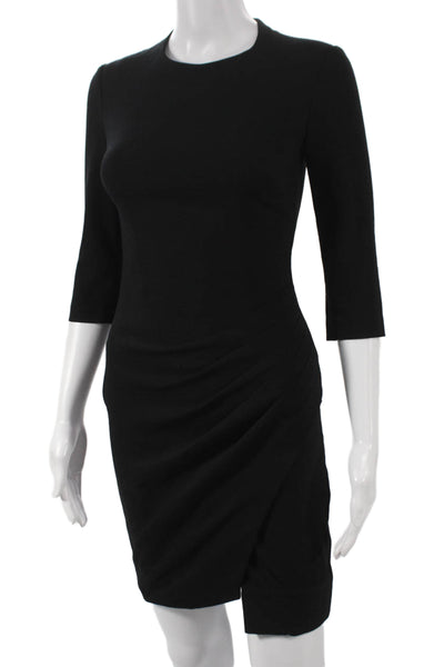 L Agence Womens Sheath Dress Black 3/4 Sleeve Crew Neck Polyester Size XS
