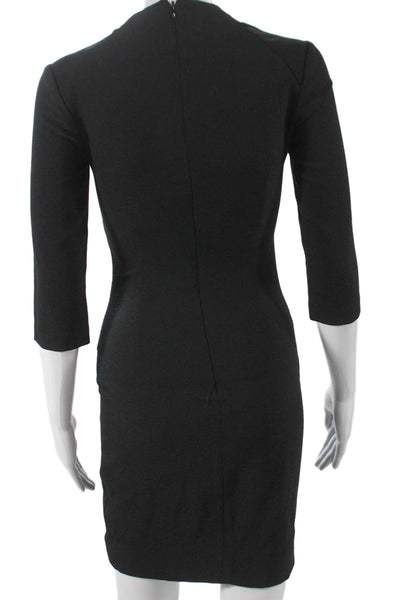 L Agence Womens Sheath Dress Black 3/4 Sleeve Crew Neck Polyester Size XS