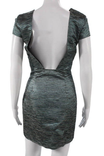 ThreeOfSomething Women Bodycon Black Striped Short Sleeve Dress Size XS