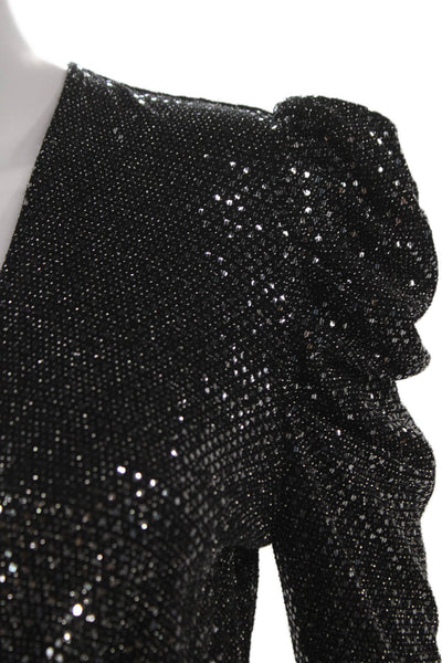 IRO Womens Wrap Dress Black Long Sleeve Nylon Short Size 36