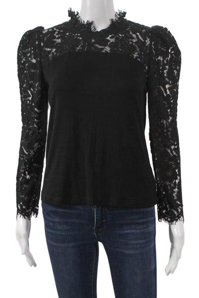 Generation Love Womens Black Rayon High Neck Basic Blouse Long Sleeve Size XS