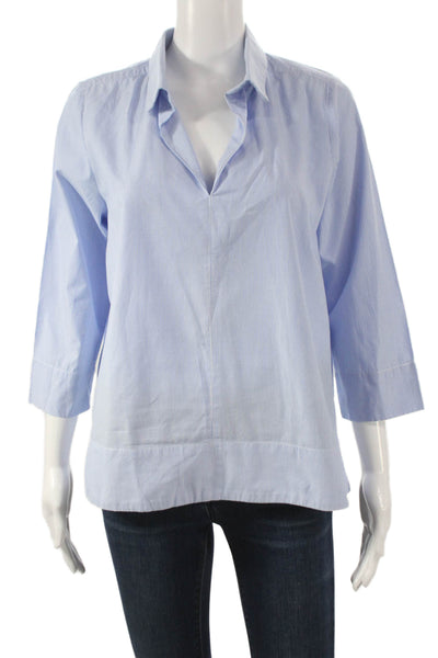 Pomander Place Womens Cotton Striped Tunic 3/4 Sleeve Blue Size XS