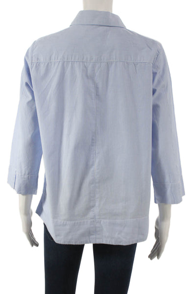 Pomander Place Womens Cotton Striped Tunic 3/4 Sleeve Blue Size XS
