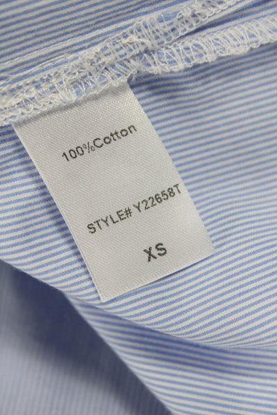 Pomander Place Womens Cotton Striped Tunic 3/4 Sleeve Blue Size XS